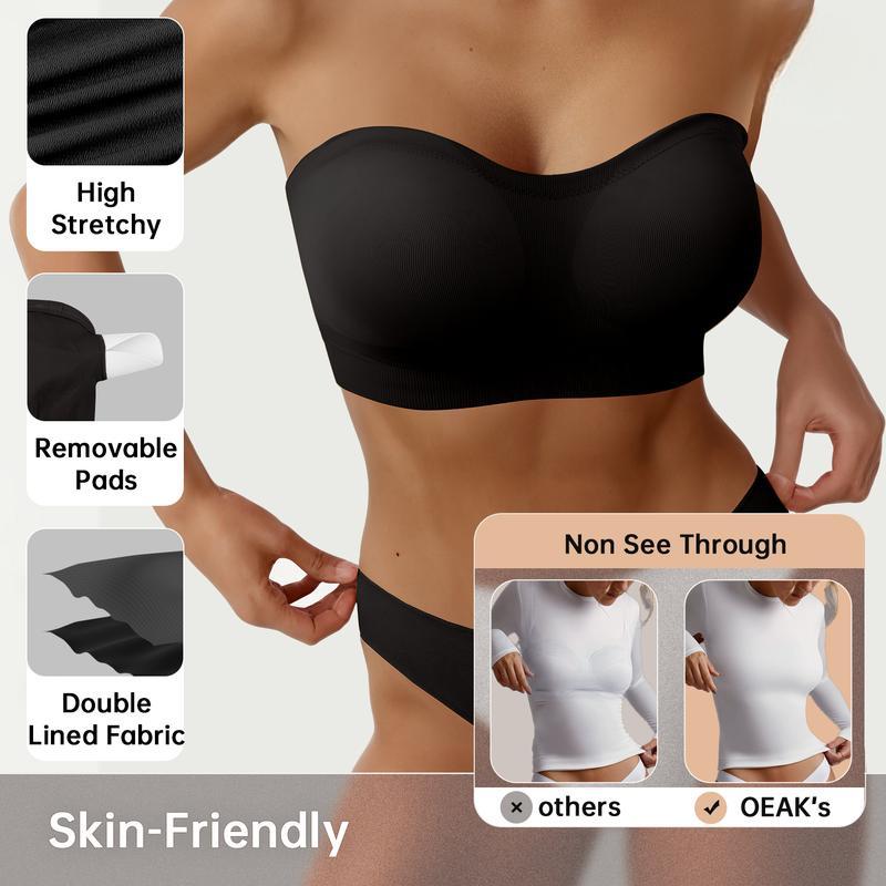 Non-Slip Bandeau Seamless Wireless Strapless Bra