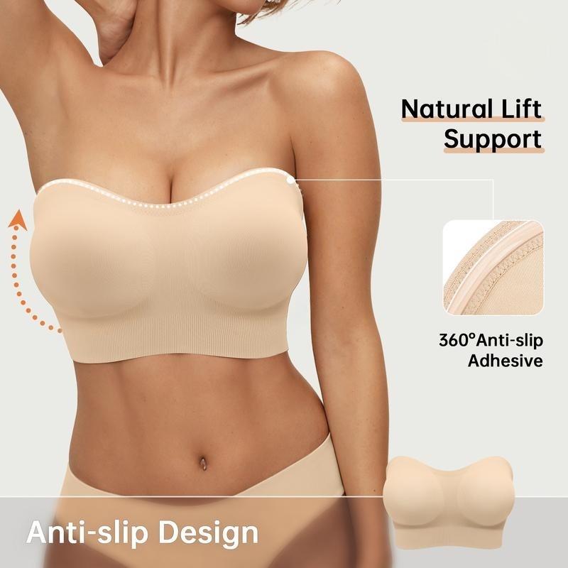 Non-Slip Bandeau Seamless Wireless Strapless Bra