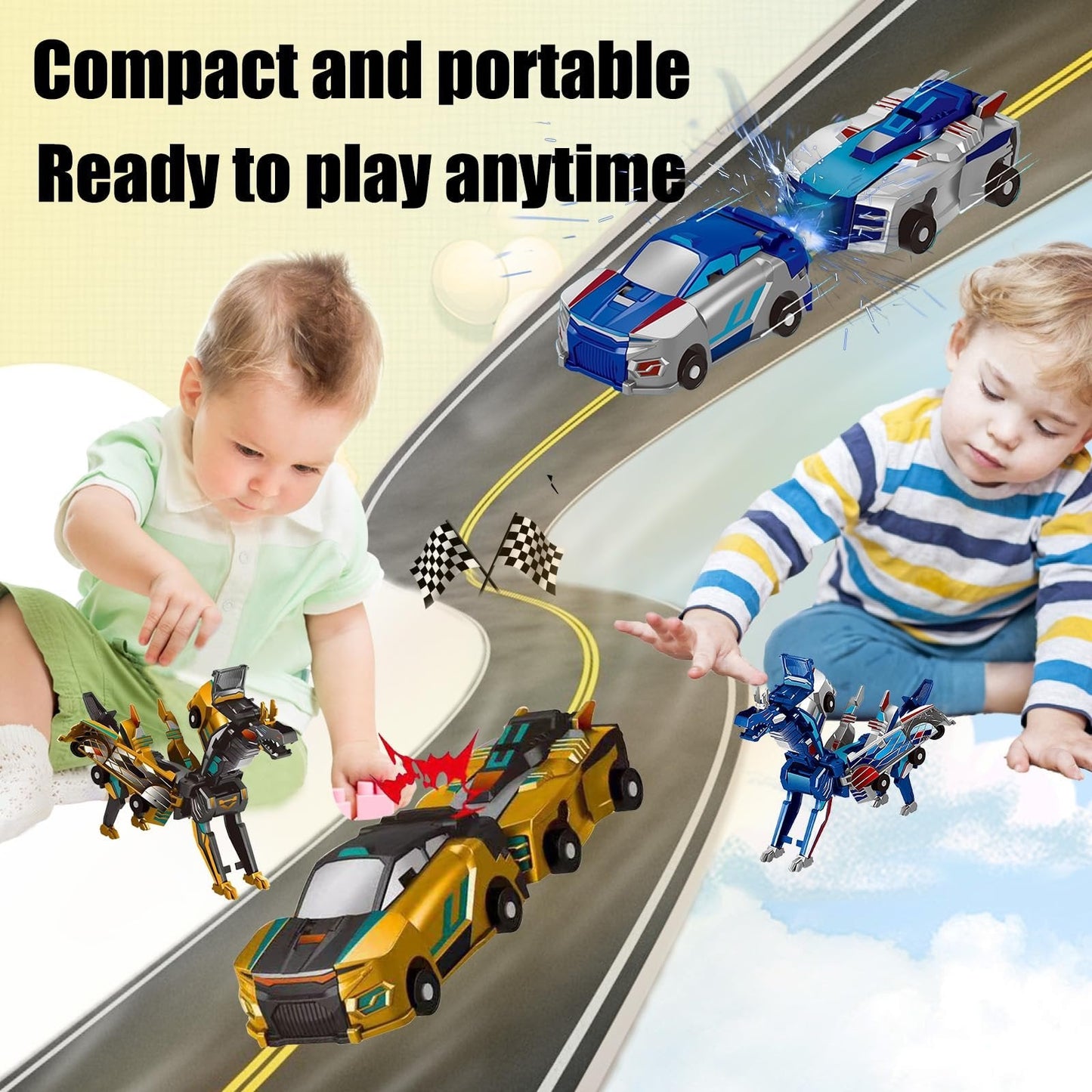 2025 New product 💥 2 In 1 Collision Transforming Dinosaur Car Toy