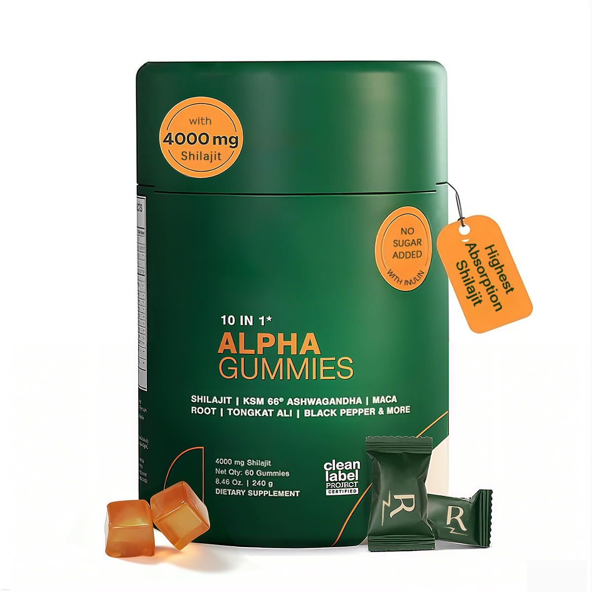 Alpha 10-in-1 Gummies – 4000mg Super Herbs Blend – 60 Count, Clean & Sugar-Free