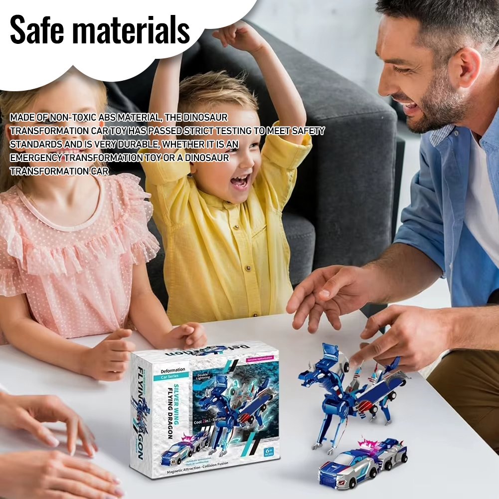 2025 New product 💥 2 In 1 Collision Transforming Dinosaur Car Toy