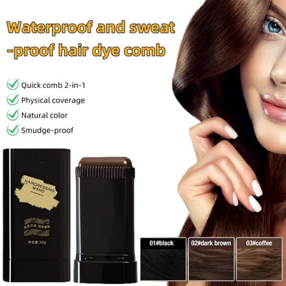 Portable Hair Dye Comb for Gray Hair Coverage - Waterproof and Sweatproof