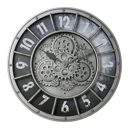 Retro gear mechanical wall clock, 2025 new style, light luxury, high-end artistic French vintage clock for living room