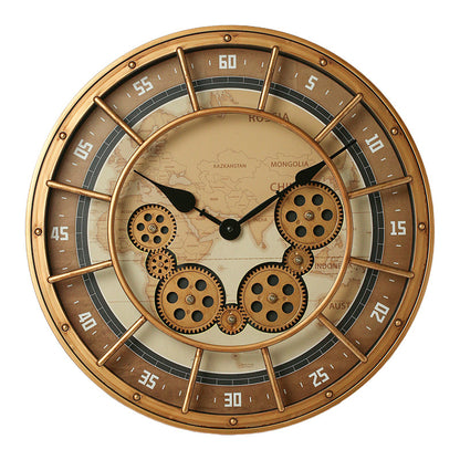 Retro gear mechanical wall clock, 2025 new style, light luxury, high-end artistic French vintage clock for living room