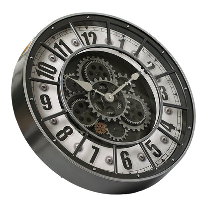Retro gear mechanical wall clock, 2025 new style, light luxury, high-end artistic French vintage clock for living room