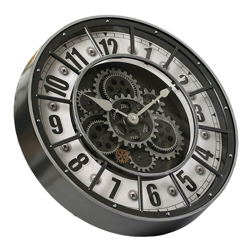 Retro gear mechanical wall clock, 2025 new style, light luxury, high-end artistic French vintage clock for living room