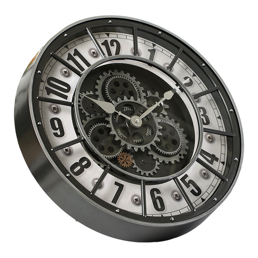 Retro gear mechanical wall clock, 2025 new style, light luxury, high-end artistic French vintage clock for living room